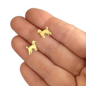 Poodle Earrings - 14K Gold Plated Silver Poodle Jewelry, Poodle Stud Earrings, D
